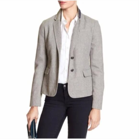 Banana Republic Grey Herringbone Wool Academy Blazer - Picture 1 of 6